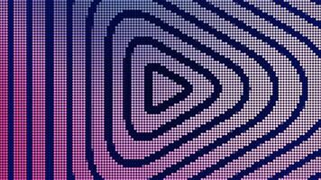 Abstract gradient pink and blue dotted background and silhouettes of triangles. Motion. Play icons creating hypnotic effect. video