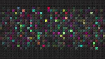 animering med bakgrund av blinkande flerfärgad prickar. rörelse. grå bakgrund med band av blinkande färgrik prickar. pixel eller punkt bakgrund med färgrik blinkande kvadrater video