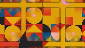 Colorful geometric pattern with moving figures in square. Motion. Beautiful colorful pattern of geometric shapes. Geometric colorful figures in retro style video