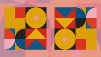 Abstract contrasting colorful geometric shapes in motion, seamless loop. Motion. Concept of suprematism art style. video
