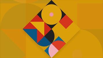 Yellow and red abstraction. Motion. Various geometric shapes that change size and color on a bright background. video