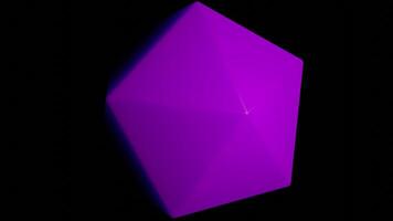 astratto rosa rotante 3d dodecaedro isolato su un' nero sfondo, senza soluzione di continuità ciclo continuo. design. Filatura complesso figura. video