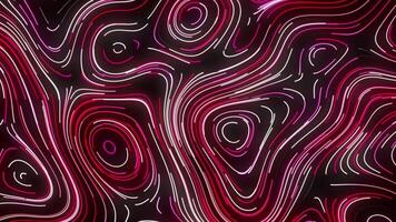 Topographic pattern of neon lines. Motion. Pattern of moving neon lines in style of topographic map. Oval curved lines move slowly creating ornament video