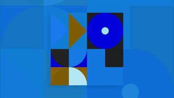 blauw achtergrond. beweging. een abstractie van klein meetkundig vormen dat verandering kleur en afwisselend. video