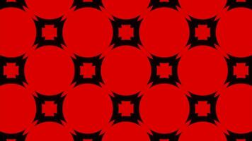 Abstract red and black color kaleidoscope in hypnotic motion. Design. Rows of colorful circles and rhombuses on changing background. video
