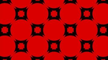 Abstract red and black color kaleidoscope in hypnotic motion. Design. Rows of colorful circles and rhombuses on changing background. video