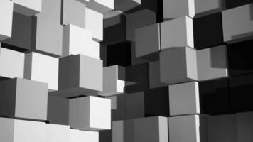 cubes dans monochrome. animation. lumière gris carrés bouge toi dans 3d. video