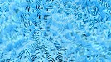 Abstract rotating uneven blue surface of cubic shaped particles with hypnotic effect. Design. Spinning hilly technological texture, seamless loop. video