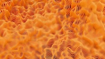 abstract roterend ongelijk oranje oppervlakte van kubiek vormig deeltjes met hypnotiserend effect. ontwerp. spinnen heuvelachtig technologisch textuur, naadloos lus. video