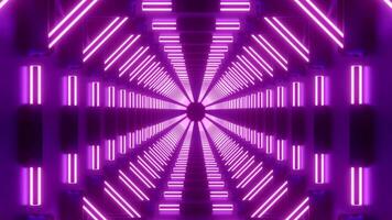 Slow flight through abstract 3D alien technology tunnel, seamless loop. Design. Glowing optical illusion, symmetrical corridor. video