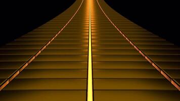 Racing road in cyberspace. Design. Moving track with lines in virtual space on black background. Curved strip with lines for racing in virtual space video