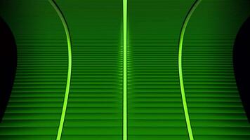 Racing road in cyberspace. Design. Moving track with lines in virtual space on black background. Curved strip with lines for racing in virtual space video