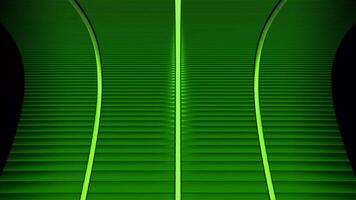 Racing road in cyberspace. Design. Moving track with lines in virtual space on black background. Curved strip with lines for racing in virtual space video