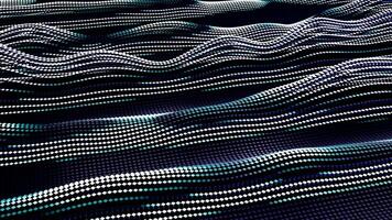Dark flexible grainy surface in wave motion, seamless loop. Design. Abstract rippling texture of white and blue particles. video