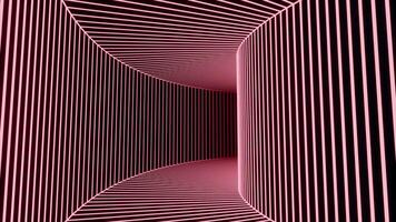 in beweging 3d tunnel met neon strepen. ontwerp. tunnel met hypnotiserend strepen. hypnotiserend helder tunnel van strepen video