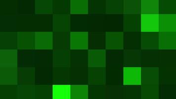 tremeluzente quadrados fundo, desatado ciclo animação. movimento. diferente tons do verde cor piscando quadrados, efeito do píxeis. video