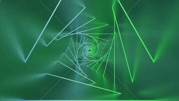 Moving through never ending green tunnel, abstract 3d background. Design. Straight tunnel looking like space travel. video