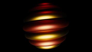 A bright two-tone ball.Design. An abstraction on which a black background and a ball of two colors with shadows slowly revolves around itself in 3d. video