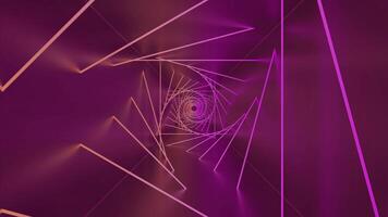 Pink and blue background.Design. White triangles are illuminated with white light in abstraction that run from inside the tunnel in abstraction. video