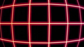 Abstract convex grid moving from right to left. Design. Gradient pink and red squares on a black background, seamless loop. video