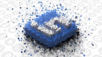 Animation of appearance of social network icon. Motion. Social network logo appears from point cloud. Stylish animation with LinkedIn network logo video