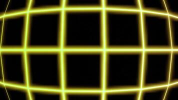 Abstract neon rows of squares of narrow glowing lines, convex texture. Design. Grid neon animation motion graphics. video