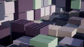 Abstract cubic 3D surface, retro gaming background. Animation. Random blocks, concept of construction vintage game. video