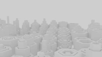 animatie van in beweging cilinders van verschillend grootte in een Golf monochroom patroon. ontwerp. naadloos lus omhoog en naar beneden beweging van complex pijlers. video