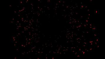 Moving stream of particles on black background. Animation. Slow tunnel stream is moving out of darkness. Rare confetti moves in tunnel stream video