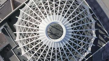 Norway, Stavanger, 08.01.2023 Modern white dome-shaped structure. Stock footage. Top view of beautiful domed structure in modern city. Beautiful domed structure with white body video