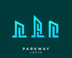 Letter PL monogram apartment building logo design. vector