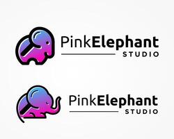 Elephant and magnifying glass logo design. vector