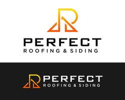 PR letters monogram house roof construction logo design. vector