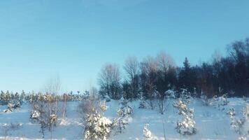 The sun has just risen in a cloudy sky over the snowy hill in Scandinavia video