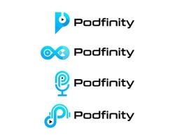 Letter P monogram podcast headphone sound music logo design. vector