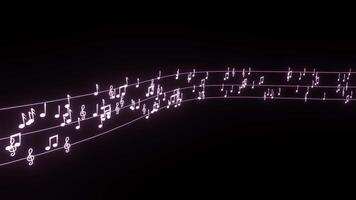 Animation of musical notes running with three lines video