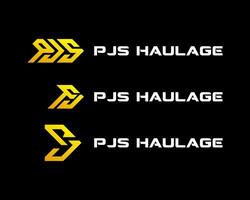 PJS letters monogram transportation company logo design. vector