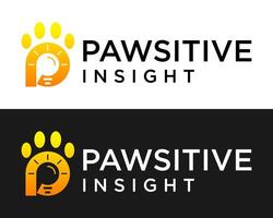 Letter P monogram dog paw print and light bulb logo design. vector