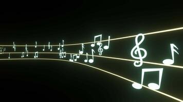 Animation of musical notes running with three lines video