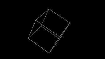 animatie van kubus rasterlijnen Aan een zwart achtergrond. 4k wetenschap illustratie video
