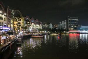 Colorful of Clarke Quay in downtown Singapore at night photo