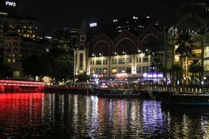 Colorful of Clarke Quay in downtown Singapore at night photo