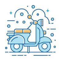 linda vespa bicicleta cómic estilo vespa bicicleta contorno logo cómic estilo scooty vector