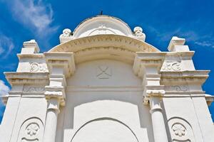 Beautiful white Russian Christian Orthodox Church. Religion photo
