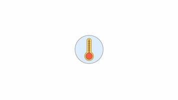 Thermometer temperature line 2D icon animation. Degree check. Celsius, fahrenheit. Meteorology flat color cartoon 4K , alpha channel. Weather indicator animated element on white background video
