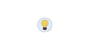 Incandescent lightbulb line 2D icon animation. Illumination equipment. Bright idea thinking flat color cartoon 4K , alpha channel. Inspiration light bulb animated element on white background video