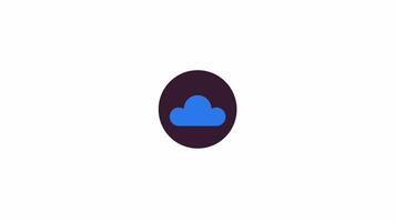 Cloud data storage line 2D icon animation. Data center. Network infrastructure. Computing technology flat color cartoon 4K , alpha channel. Virtual server animated element on white background video