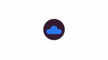 Cloud data storage line 2D icon animation. Data center. Network infrastructure. Computing technology flat color cartoon 4K , alpha channel. Virtual server animated element on white background video