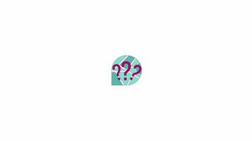 Question marks and map in speech bubble line 2D object animation. Asking for help flat color cartoon 4K , alpha channel. Tourist support online service animated item on white background video