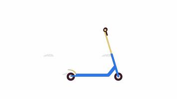 Autonomous electric scooter riding line 2D object animation. Self-driving vehicle eco friendly technology flat color cartoon 4K , alpha channel. Escooter animated item on white background video